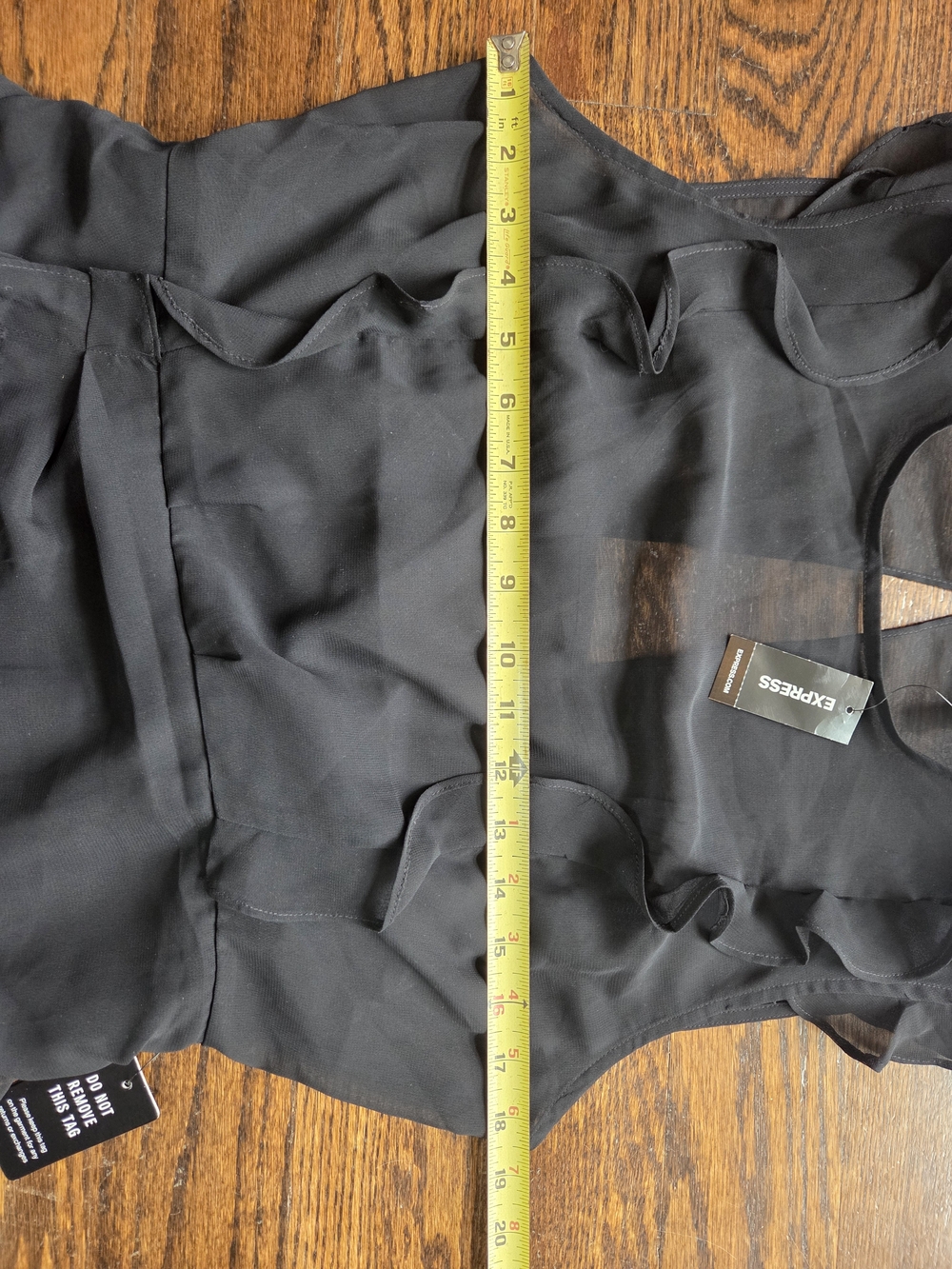 Express Black Ruched Ruffle Sheath Mini Dress NWT Size M - Picture 4 of 9